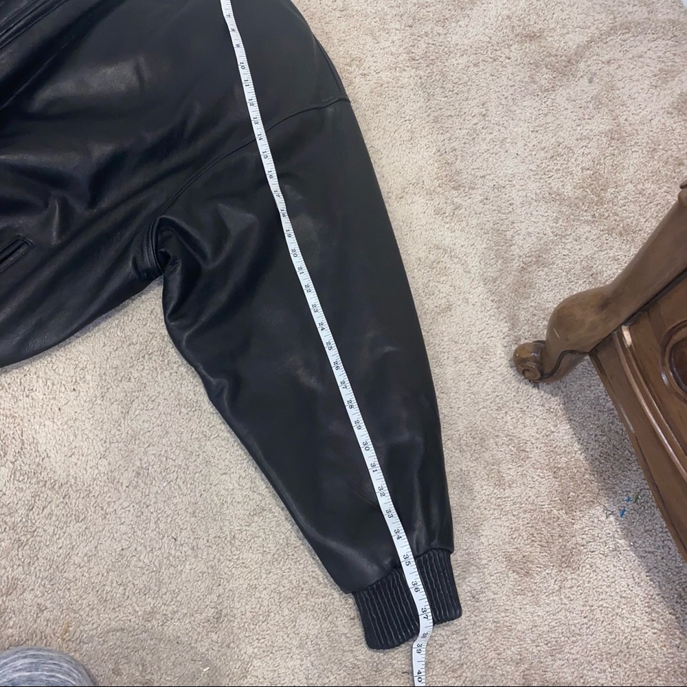 🔴SOLD- Mens Black Italian Leather Bomber Jacket Size 5 XL - Picture 12 of 13